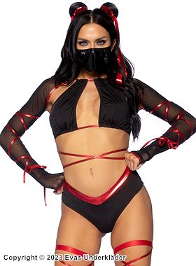 Weibliche Ninja (auch Kunoichi genannt), Kostüm-Dessous, Mesh, gekreuzte Bänder